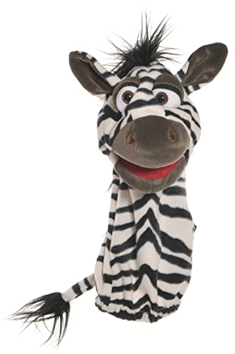 Living Puppets Handpuppe Quasselwurm Zebra aus Stoff in der Größe 39cm, W574, Weiß/Schwarz