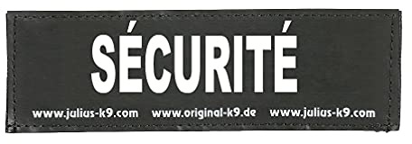 Interchangeable Patches, 1 pair, SÉCURITÉ, Size: Large, Black