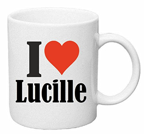 Reifen-Markt Kaffeetasse I Love Lucille Keramik Höhe 9,5cm ? 8cm in Weiß