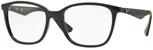 Ray-Ban Mens RX7066 Square Prescription Eyewear Frames, Black/Demo Lens, 52 mm