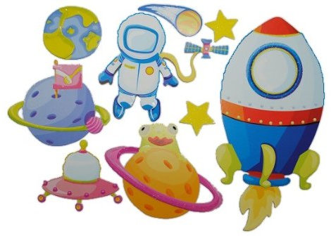 alles-meine.de GmbH 9 TLG. Set 3-D ! Wandtattoo/Fensterbild Astronaut UFO Weltall Stern