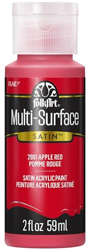 FolkArt Multi-Surface Acrylic Paint in Assorted Colors (2 oz), 2901, Apple Red