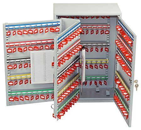 OfficeForce® Schlüsselkasten Office bis 300 Schlüssel, robust abschließbar Schlüsselbox Safe aus Stahl-Blech, magnetische Außenseite, höhenverstellbare Leisten, Wandmontage (55x38x21cm) (20089)