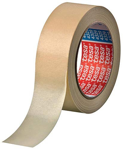 Tesa 04329-00005-01 Slightly-Creped Paper Masking Tape, Pastel Yellow, 50 m x 50 mm