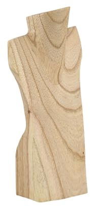 Busto espositore per collane, in legno massello grezzo, altezza: 30 cm