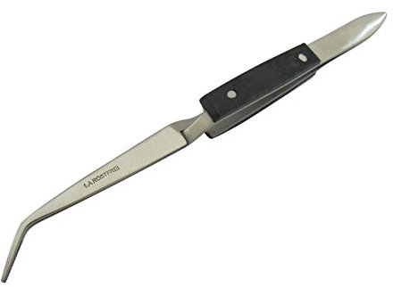 Lötpinzette - Klemmpinzette - Kreuzpinzette - Technische Pinzette, abgewinkelte Spitze, Länge 16 cm, Modellbau Werkstatt Industrie