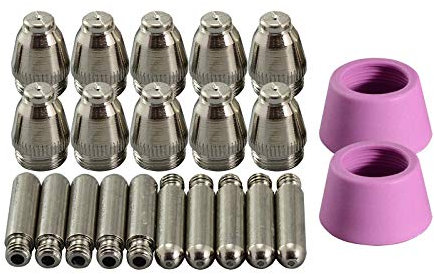 RIVERWELD 22 Stück Plasmaschneider Düse Ø0,9mm 40Amp Elektrode Keramikdüse Ersatzteileset Für AG60 SG55 Plasma-Schneidbrenner