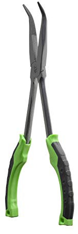 DAIWA Prorex Extra Long Stainless Steel Unhooking Pliers, Curved, Black Green