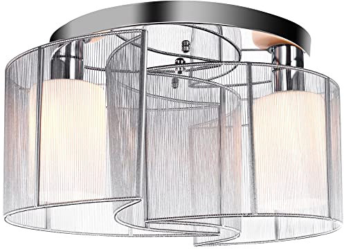 HOMCOM Modern Design Mini Style Flush Mount Ceiling Light with Flush Metal Finish Chandelier for Hallway, Dining Room, Living Room - White