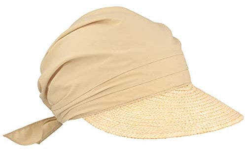 Seeberger Damen Sonnenhut Stroh-/Stoffcap, Einfarbig, Gr. one Size, Beige (leinen 93)