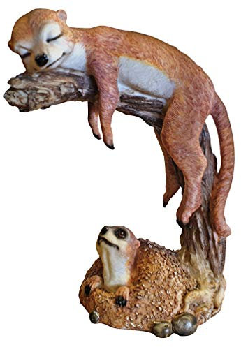 Fachhandel Plus Erdmännchen auf Baumstumpf Scharrtier Skulptur Surikate Statue Figur