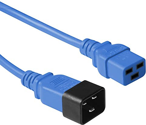 ACT Kaltgerätekabel Verlängerung 1,8m, C19 Buchse auf C20 Stecker, IEC 60320 Netzkabel – AK5094 Blau