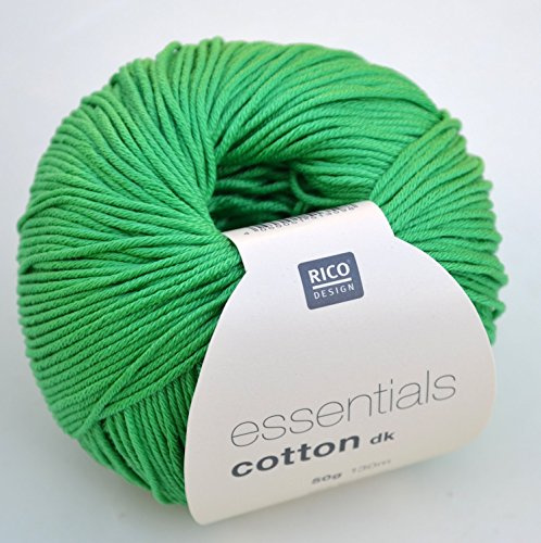 Rico Design Essentials doppelt gestrickt Garn, 100% Baumwolle, Gras/Grün