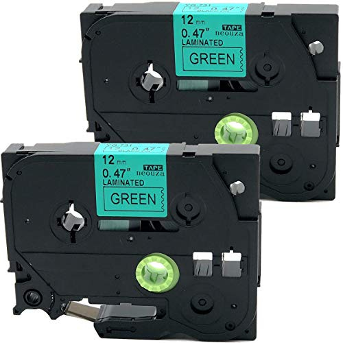 2PK Black on Green Label Tape Compatible for Brother TZ TZe 731 TZ-731 TZe-731 12mm P-Touch 8m 0.47 x 26.2 by NEOUZA