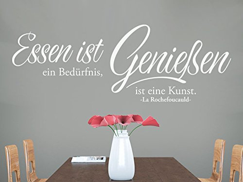 KLEBEHELD® Wandtattoo Essen ist Genießen... (Farbe schwarz/Größe 60x21cm)