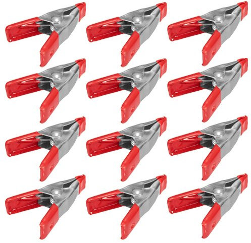 Wideskall 2 inch Mini Metal Spring Clamps w/Red Rubber Tips Clips (Pack of 12)