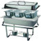 APS 11674 Chafing Dish -TRIO-, 61 x 36cm, H: 29cm Edelstahl, bestehend aus: 1 Gestell mit Deckelhalterung, 1 Wasserbecken 3 Speisebehälter GN 1/3-65 mm