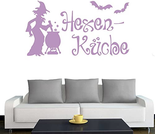 Wandtattoo Wohnzimmer Hexenküche 30cm x 16cm Flieder - Türaufkleber Flur - Wandsticker Kinderzimmer Jungen - Aufkleber für Flur, Küche, Bad - Dekoration Wohnung - Sticker
