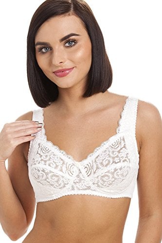 Camille Womens Non Wired Full Lace Soft Cup White Bra 34C