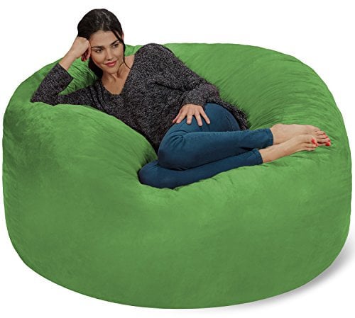 Chill Sack Bohnenbeutelstuhl: Riesen-5' Memory-Foam-Möbel Sitzsack - großes Sofa mit weicher Microfaserabdeckung - Kalk