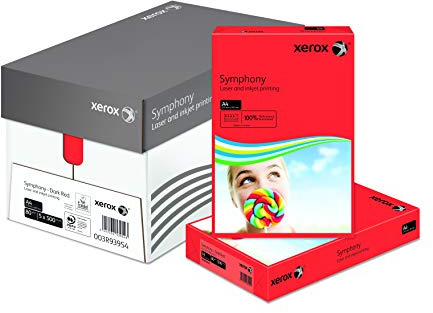 Xerox 003R94278 farbiges Druckerpapier Kopierpapier Symphony intensiv Din A4, 160 g/m², 250 Blatt pro Pack, korallenrot