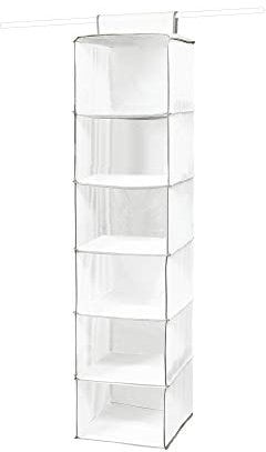 Compactor Life 6-stufiger Pullover-Organizer – Weiß, Größe L, 30x30x128 cm – Praktische weiche Aufbewahrung mit Klettverschluss