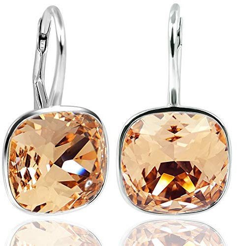 Ohrringe mit Markenkristallen Silber Pfirsich Orange NOBEL SCHMUCK