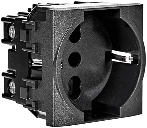 BTICINO SL4140/16F Presa Schuko Livinglight, Presa Elettrica da Muro Standard Tedesco e Italiano 10/16A, Alveoli Protetti, 2 Moduli, Colore Nero Antracite, Made in Italy