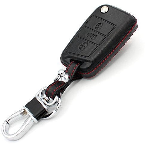 Leder Schlüssel Hülle VB -Finest Folia (Schwarz Rot)