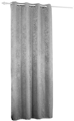 WOLTU Thermovorhang Kälteschutz wärmeisolierende Vorhänge Blickdicht mit Ösen, 250g/m² Schwere Verdunklungsvorhänge Damast Optik Gardinen Wohnzimmer Schlafzimmer, 135x225 cm Silbergrau (1 Stück)