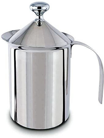 Cuisinox Polished Stainless Steel Hand Pump Cappuccino Milk Frother, 27 oz, 5 high