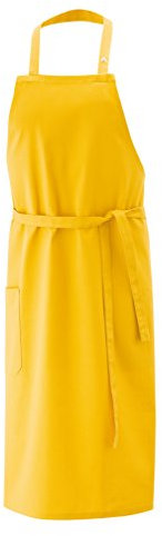 Latzschürze Gelb Länge 100cm Breite 80cm, 65% Baumwolle und 35% Polyester, Nackenband verstellbar, 1 Tasche