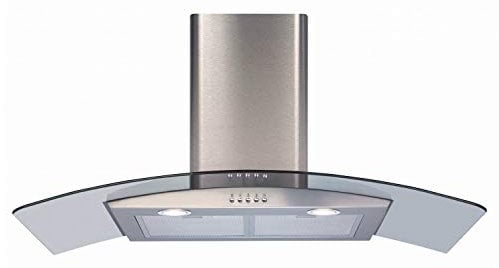 CDA 90cm Curved Glass Chimney Cooker Hood - Stainless Steel