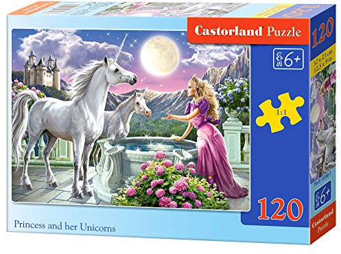 Castorland CSB13098 Classic Princess and Her Unicorns Jigsaw Puzzle, 120 Pieces Set, Multicolour
