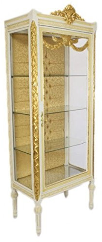 Casa Padrino Barock Vitrine Antikstil Weiß/Gold - Vitrinenschrank - Wohnzimmerschrank Glasvitrine