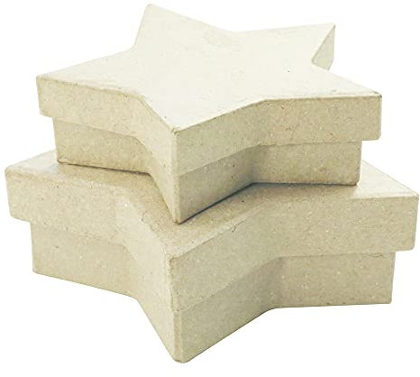 Decopatch Décopatch BTS909C 2 Schachtel in Sternenform flach aus Pappmaché, zum Verzieren, perfekt für Ihre Wohndeko, Kartonbraun, 2er Pack