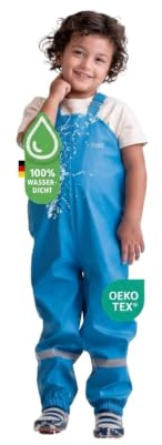 BMS® Regenhose für Kinder mit Latz, ideale Matschhose und Buddelhose | 100% wasserdicht, besonders hautfreundlich und weich Softskin, Oeko-Tex, strapazierfähig, langlebig für Mädchen, Jungen