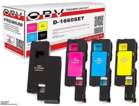 OBV Kompatibel 4X Toner für Dell C1660 C1660w - schwarz, Cyan, Magenta, gelb