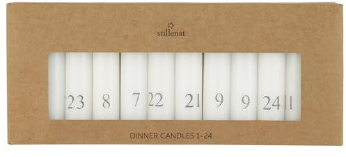 IB Laursen - Kerzen Adventskalender - 1-24 - weiß mit grauen Zahlen