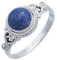 mantraroma Silber Ring Damen 925 Lapis Lazuli runder blau Stein romantisch