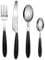 EXZACT Cutlery Set of 16, Stainless Steel with Color Handles - 4 Forks, 4 Dinner Knives, 4 Dinner Spoons, 4 Teaspoons - EX07 (Black x 16)