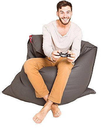 QSack Kultsack, Kunstleder Sitzsack Hülle, Sitzsack Inlett mit EPS Mikroperlen Sitzsack Füllmaterial aus Deutscher Qualitätsfüllung, Neu (dunkelgrau)