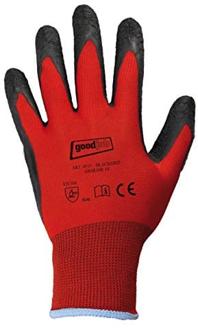 12 Paar Arbeitsshandschuh Nylon mit schwarzer Latexbeschichtung EN388 (10)