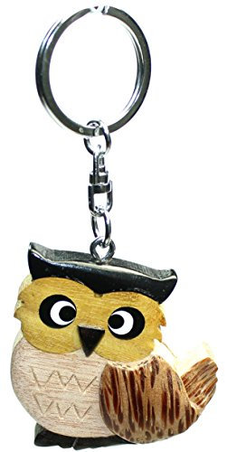budawi-Schlüsselanhänger Eule Uhu aus Holz Keychain Keyring