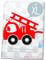 Bügelbild Gr. L Feuerwehrauto 14,4 cm ROT SCHWARZ Flockfolie Aufbügler Applikationen Bügelsticker für Stoffe Textilien Kinder zum Aufbügeln Flicken