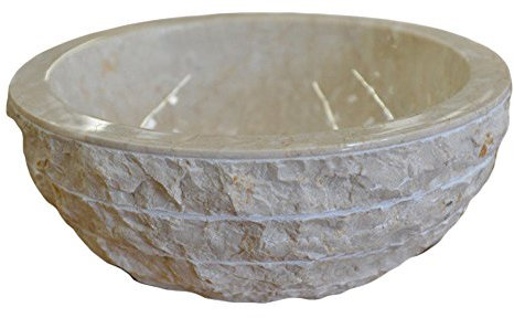 Océan Line Vasque à Poser en marbre crème, Marmo 40×40×15 cm