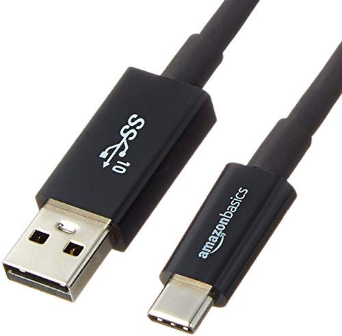 Amazon Basics Cable de carga con adaptador USB-C a USB-A 3.1 Gen 2, carga rápida, alta velocidad de 10 Gbps, certificado USB-IF, para iPhone 16/15, iPad, tabletas, ordenadores portátiles, 0.9 m, negro