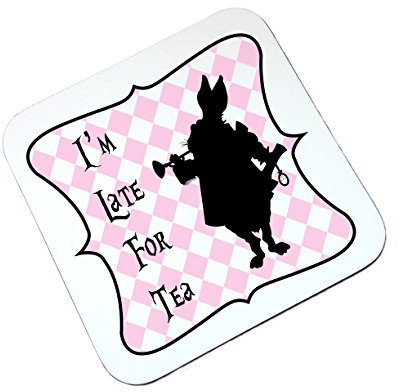 The Supreme Gift Company Alice in Wonderland I'm Late For Tea High Gloss Square Wooden Coaster