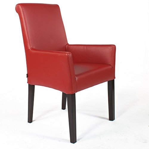 Armlehnstuhl Galdo Leder Rot Beine Wenge | Ledersessel Lederstuhl Sessel