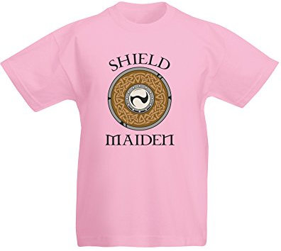 Shield Maiden, Kids Printed T-Shirt - Light Pink/Black/Transfer 5-6 Years